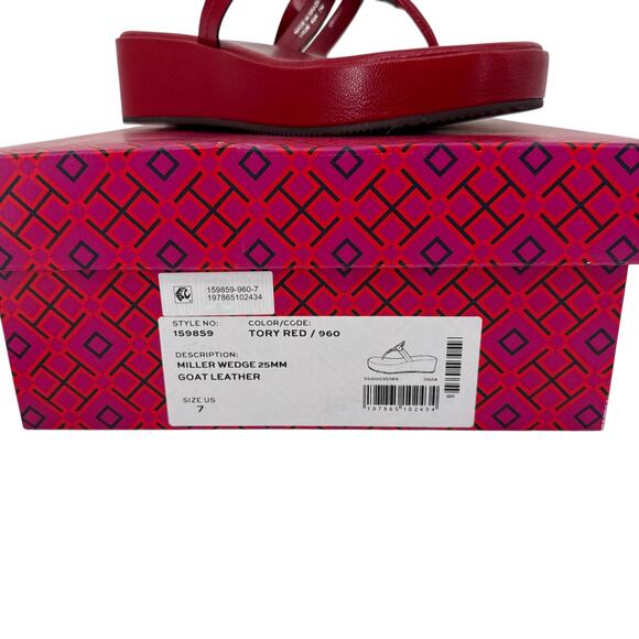 TORY BURCH Miller Wedge Sandal in Tory Red 7 - Picture 8 of 9